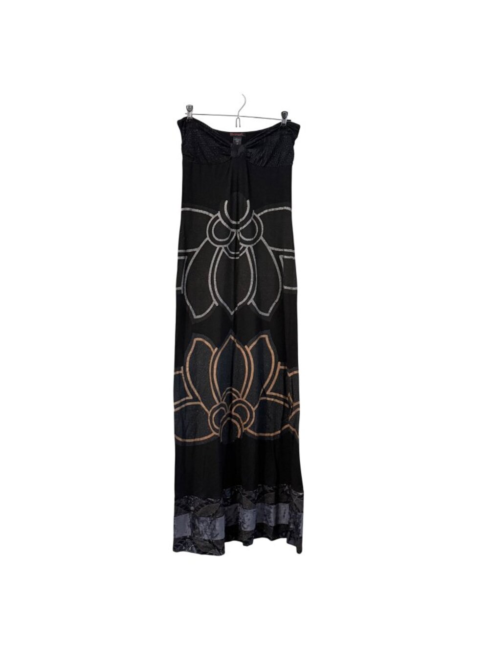 VTG Custo Barcelona Black Glitter Geometric Y2K Strapless Maxi Womens 3 Medium